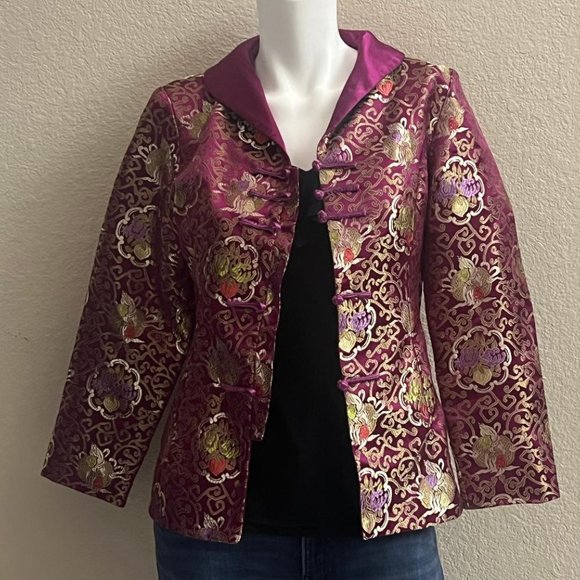 Asian vintage brocade jacket- size m - Picture 2 of 3